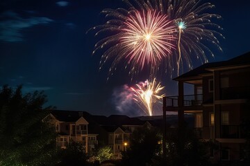 Firework Display Lighting Up the Night Sky in a Spectacular Celebration of Colors and Explosive Illumination