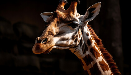 Obraz premium The spotted giraffe beauty in nature, a portrait of Africa generated by AI