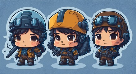 Chibi engineers stickers