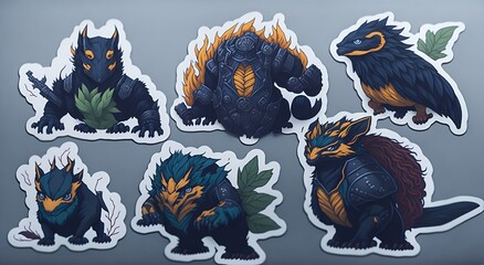 Mini kaiju stickers