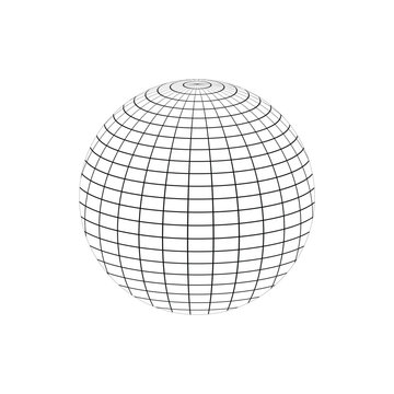 earth globe icon with black grid