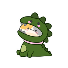 Cat wearing dinosaur mascot,illustator,vector,cartoon,hand drawn