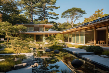 A modern villa garden. AI generative