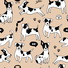 Obraz premium Jack Russell Terrier dog seamless pattern.