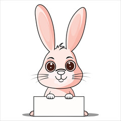 Easter bunny is holding a empty sign,