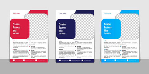 Corporate creative colorful business flyer template design set, abstract business flyer, vector template design or business poster template design front open sans.