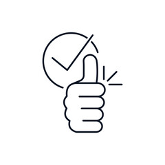 Positive approval, good review. I recommend.Vector linear icon isolated on white background.
