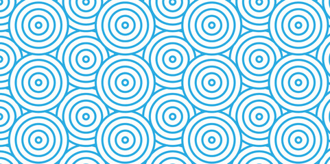 Seamless abstract blue patter background with waves texture.  circles with seamless pattern overloping blue geomatices retro background.
