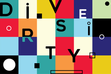 Diversity text in multicolor geometric abstract style vector illustration