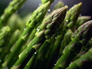 bundle of freshly harvested green asparagus, generative ai