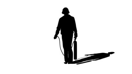 Killer silhouette, man with compressed air tank