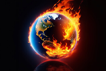 A Burning Globe Amidst Climate Crisis. Witness the Intense Heatwave and Global Warming's Devastating Impact. Suitable for Climate Crisis, Global Warming and Heatwave