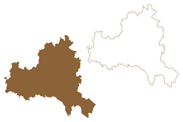 Fototapeta na wymiar Korneuburg district (Republic of Austria or Österreich, Lower Austria or Niederösterreich state) map vector illustration, scribble sketch Bezirk Korneuburg map