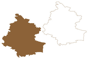 Horn district (Republic of Austria or Österreich, Lower Austria or Niederösterreich state) map vector illustration, scribble sketch Bezirk Horn map