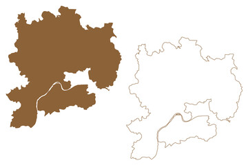 Krems-Land district (Republic of Austria or Österreich, Lower Austria or Niederösterreich state) map vector illustration, scribble sketch Bezirk Krems Land map