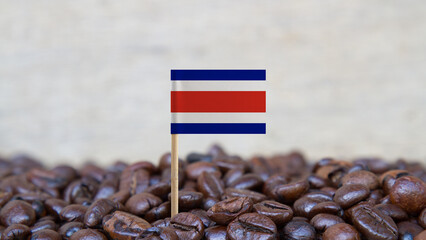 The Flag of Costa Rica on the Coffee Beans