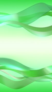 Green glass waves loop with copy space. Modern abstract background. Vertical video.