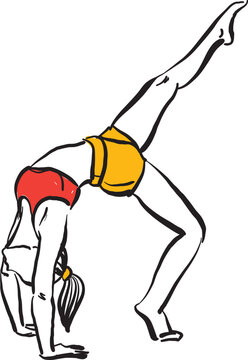 Gymnastics WOMAN 5 sports profession work doodle design drawing vector illustration