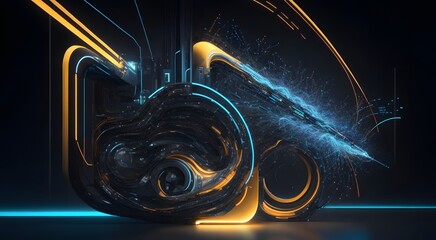 3d render, abstract technology background. Futuristic shape. illustration Generative ai