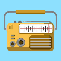 Vintage analog radio transistor in retro style flat vector illustration design