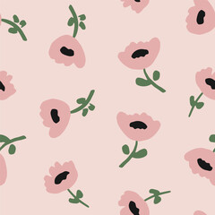 Summer seamless vector pattern with meadow flowers. Vector blooming background with lovely wildflowers for textile, prints and wallpapers. Blossom floral seamless pattern. Cute vector art