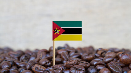 The Flag of Mozambique on the Coffee Beans