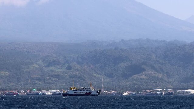 Gilimanuk, Bali, Indonesia A passenger ferry crosses the Bali Sea between Gilimanuk and Ketapang, Java, Indonesia