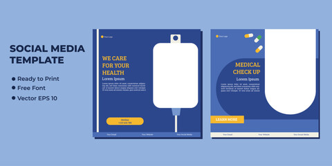 Medical healthcare service social media post template design. Hospital, doctor, clinic and dentist health business promotion flyer poster.