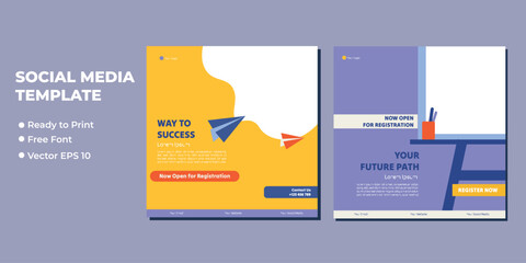 School admission square banner. Suitable for educational banner and social media post template