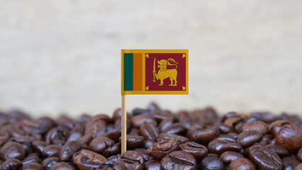 The Flag of Sri Lanka on the Coffee Beans