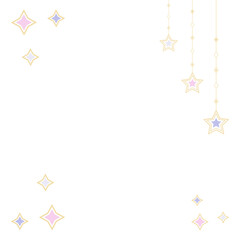 Frame with colorful stars and rhombus for celebration, congratulation, invitation, greeting, decor, decoration, card, background. Vector illustration.