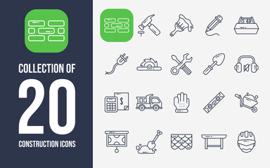 Collection of 20 Construction Icons