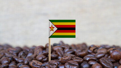 The Flag of Zimbabwe on the Coffee Beans