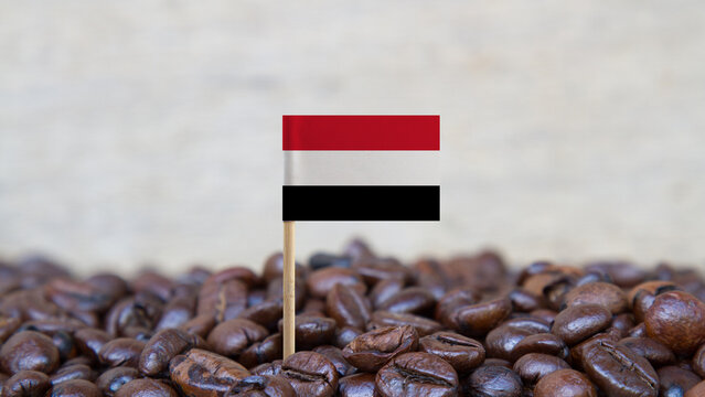 The Flag of Yemen on the Coffee Beans