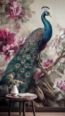 Colorful Peacock Generative AI