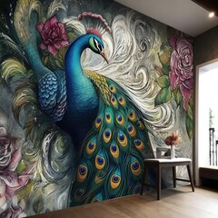 Colorful Peacock Generative AI
