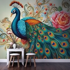Colorful Peacock Generative AI