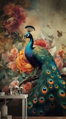 Colorful Peacock Generative AI