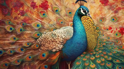 Fototapeta premium Colorful Peacock Generative AI