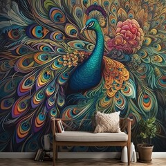 Colorful Peacock Generative AI
