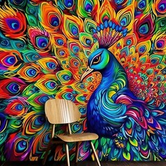Obraz premium Colorful Peacock Generative AI