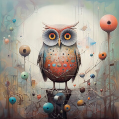 Cute Owl, Childrens Book Illustration, Generative AI
