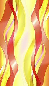 Orange, yellow glass waves loop. Modern abstract background. Vertical video.