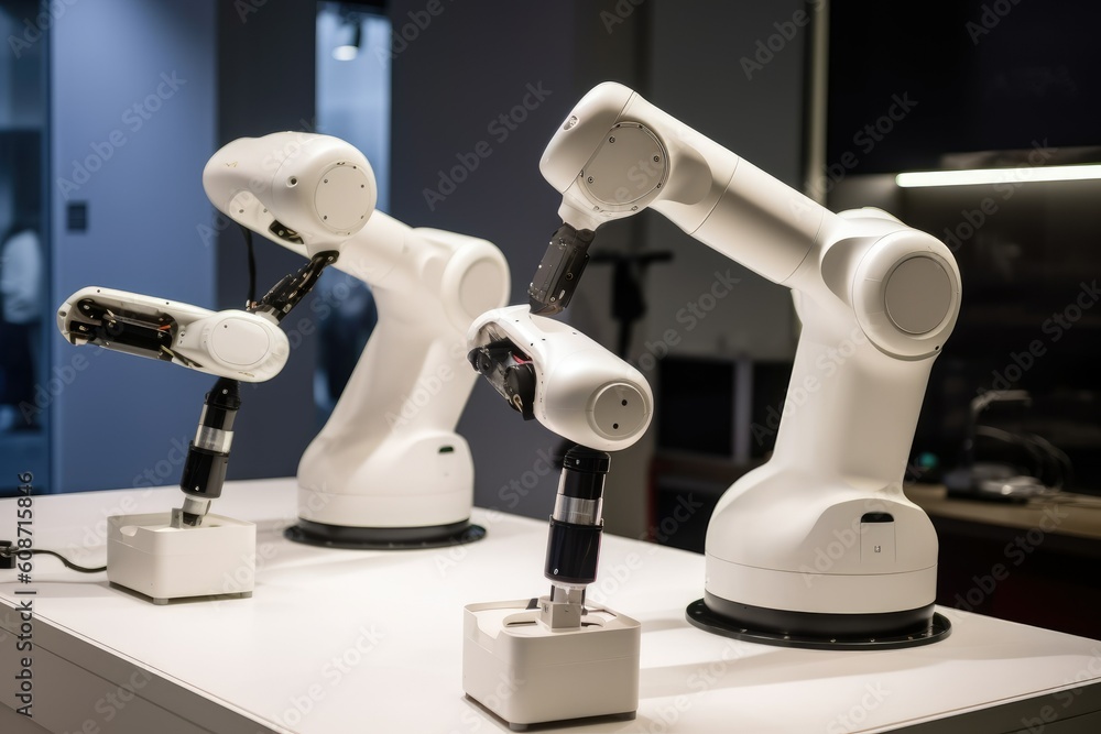Poster cobot, collaborative robot. these robots are collaborative because they can safely work together wit