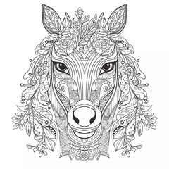 Elegant patterned frontal face horse