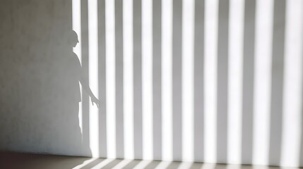 A person silhouette against wall with shadow. Generative AI.