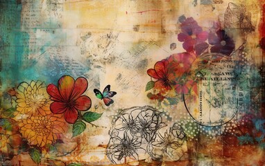 Vintage background with flowers