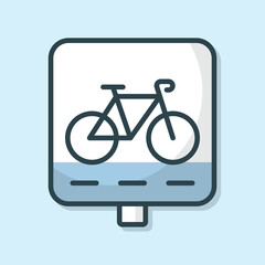 Bicycle lane traffic sign icon