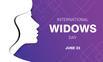 International Widows Day design with silhouette of a woman on a purple background. Vector illustration