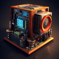 Naklejka premium 3D Futuristic open air computer
